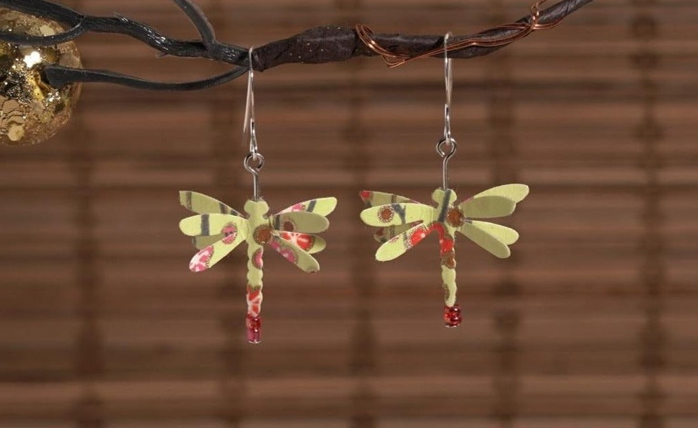 1A-20 (Handmade Washi dragonfly earrings)