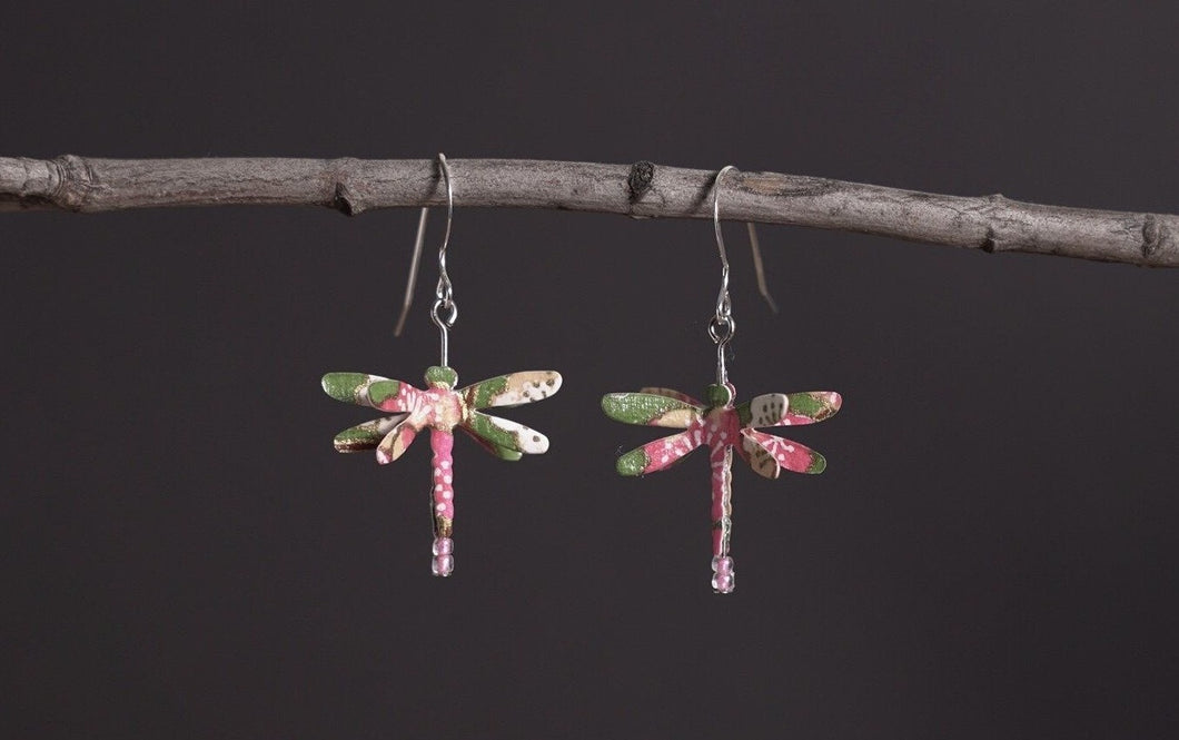 1A-41(Hamdmade Washi dragonfly earrings)