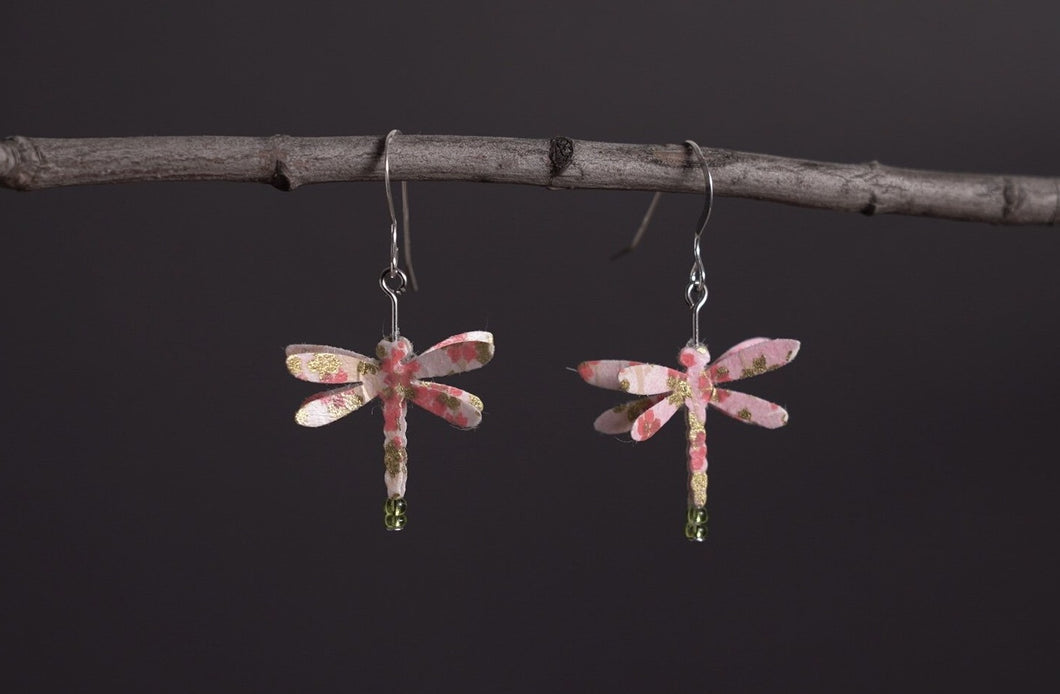 1A-05(Handmade Washi dragonfly earrings)